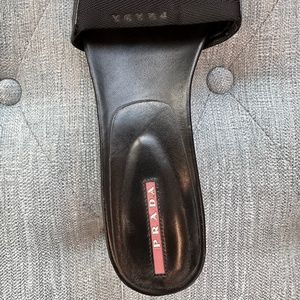 Prada Sport Fabric + Patent leather Slides